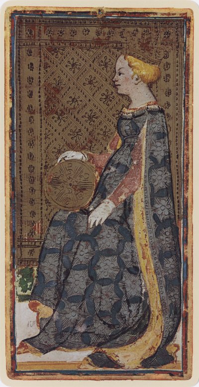 La Regina di Denari, facsimile di una carta dei tarocchi dal mazzo 